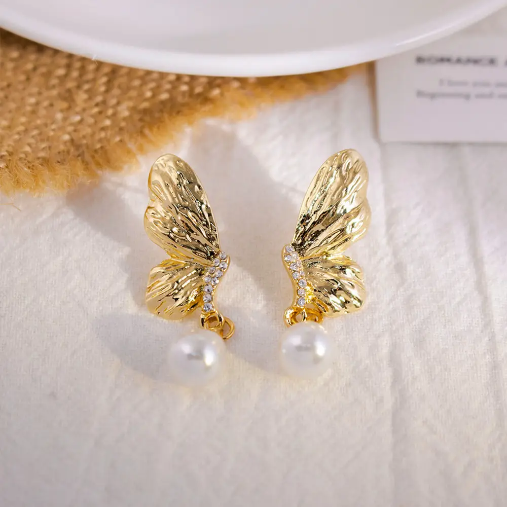 Silver Butterfly Pearl Earrings for Women - Image 52