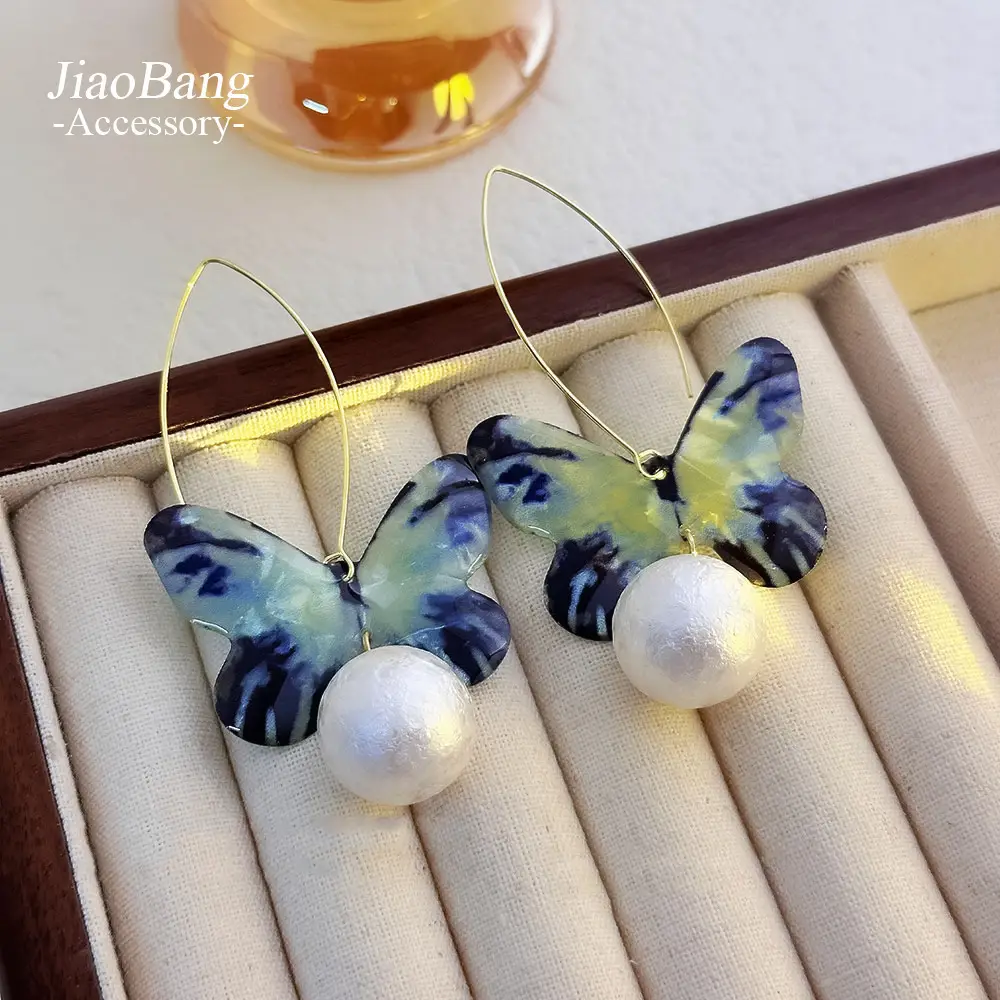 Silver Butterfly Pearl Earrings for Women - Image 62