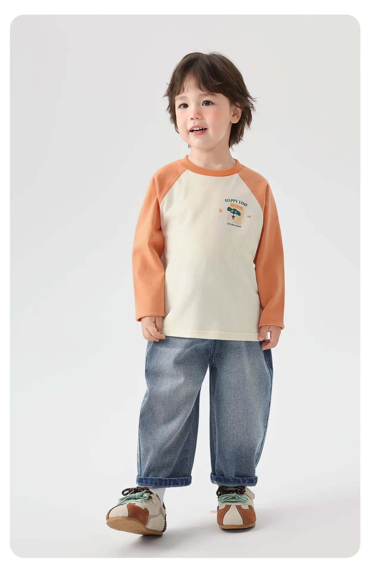 Autumn 2025 Kids Raglan Sleeve T-Shirt Cream Orange — feature 16