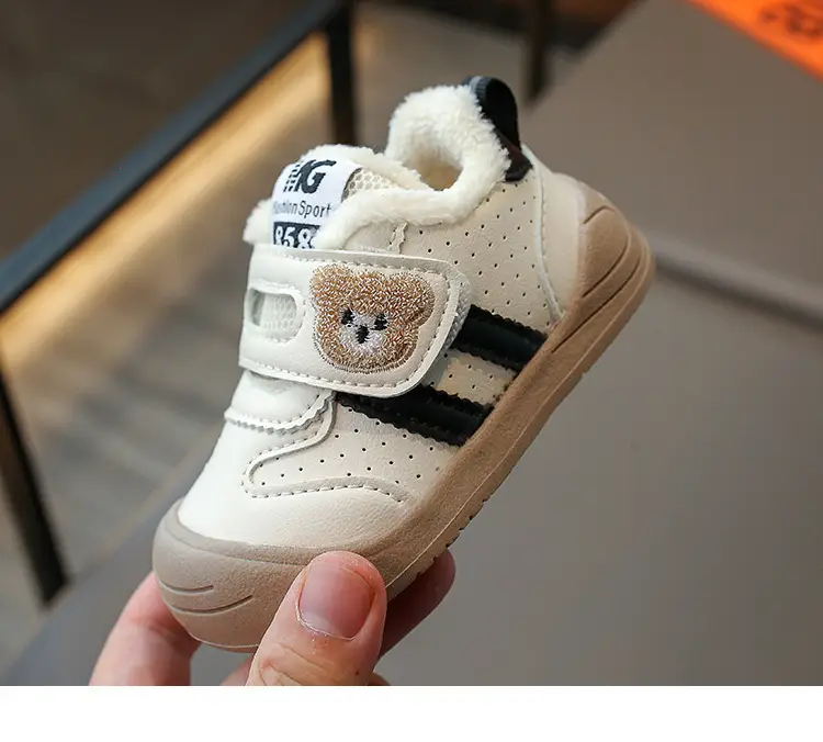 Baby Cartoon Bear Fleece-Lined Toddler Shoes 0-2-3 Years Old Winter Baby Boy Shoes Breathable Girls Fleece-Lined Toddler Shoes — feature 18