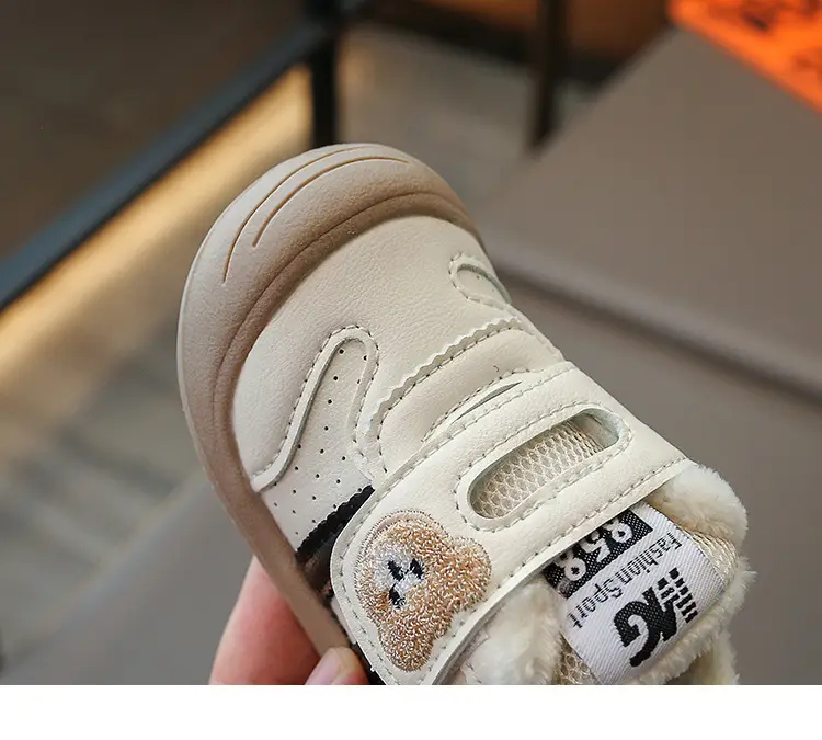 Baby Cartoon Bear Fleece-Lined Toddler Shoes 0-2-3 Years Old Winter Baby Boy Shoes Breathable Girls Fleece-Lined Toddler Shoes — feature 19