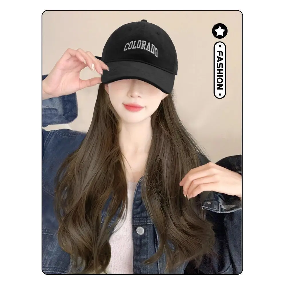 Women Long Curly Hair Hat & Wig Combo Black - Image 13