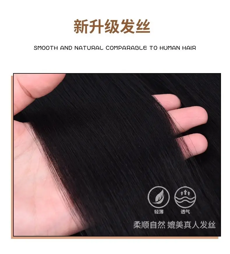 Women Long Curly Hair Hat & Wig Combo Black — feature 11