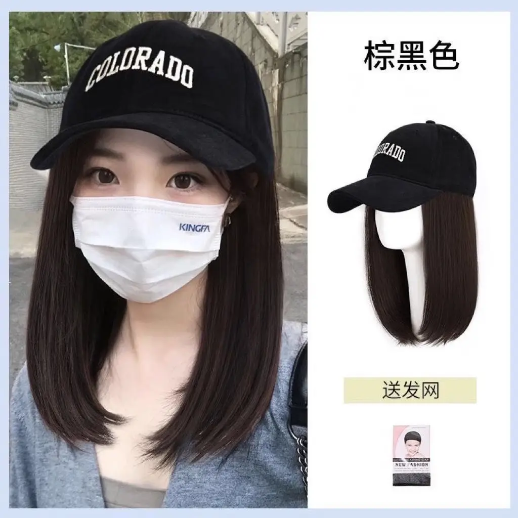 Women Long Curly Hair Hat & Wig Combo Black - Image 4