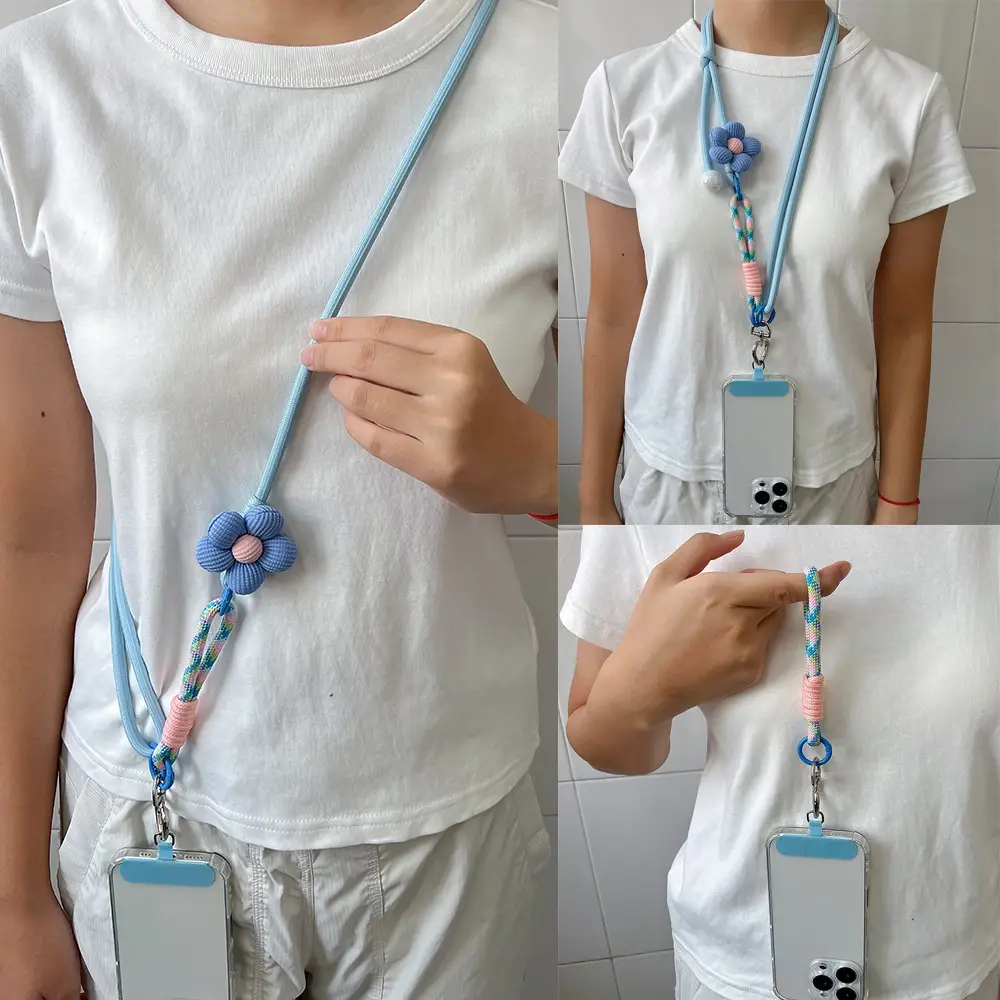 Mobile Phone Lanyard Can Be Carried Cross-Body, Double-Function, Multi-Functional, Three-Purpose, Personalized Contrasting Color Woven Adjustable Cross-Back Mobile Phone Case Cover