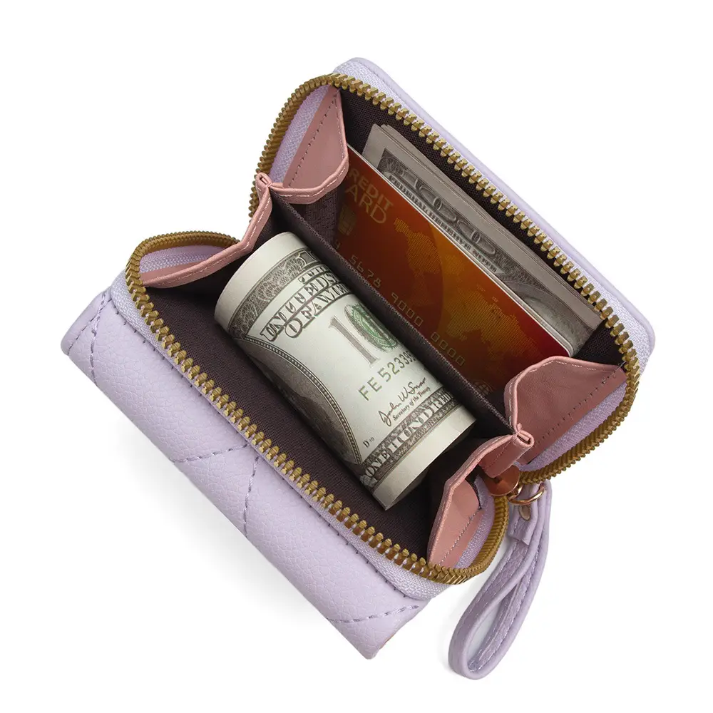 Pink Women's Pu Leather Card Wallet with 70% Slots