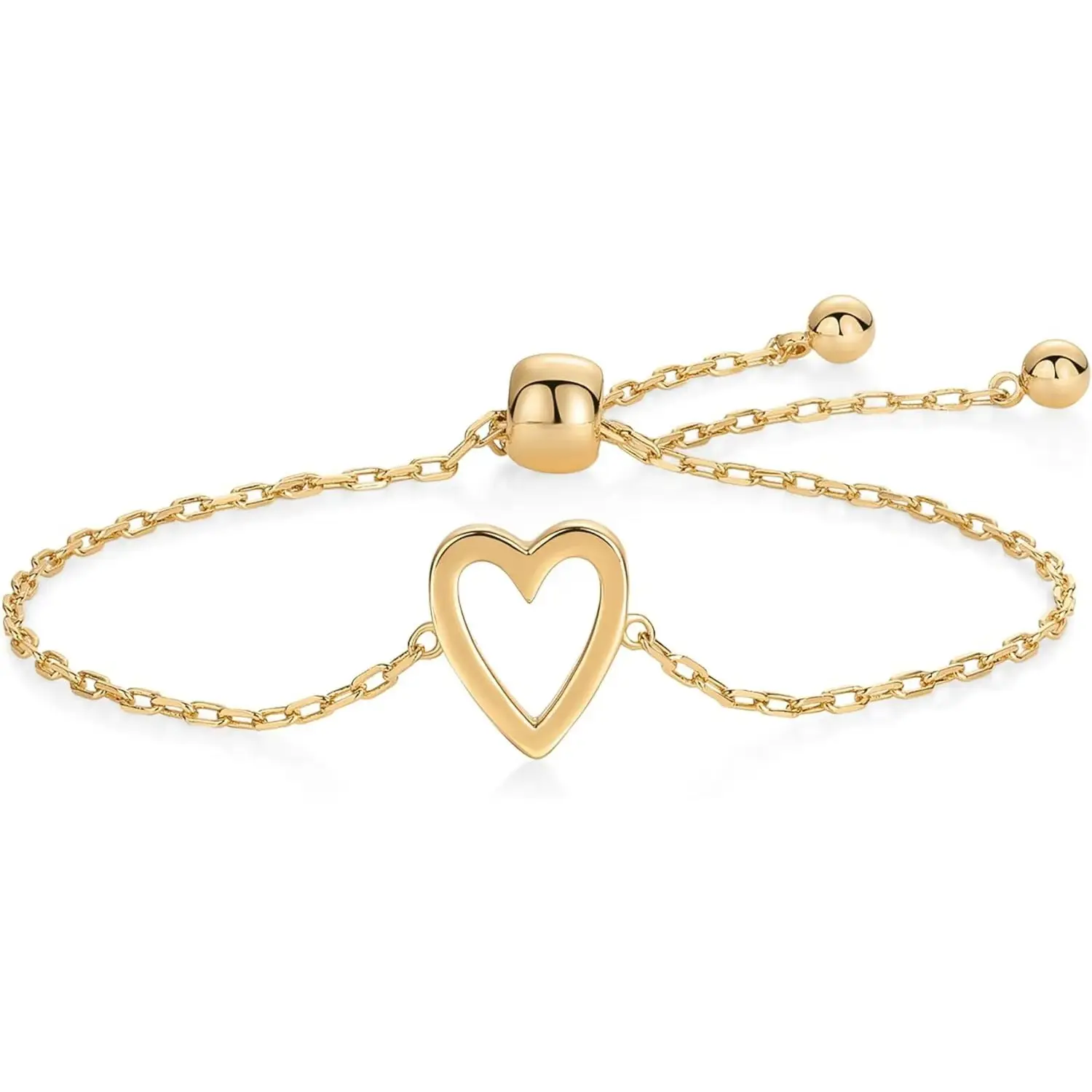 18K Gold Plated Heart Charm Bracelet Set for Women Adjustable — feature 3