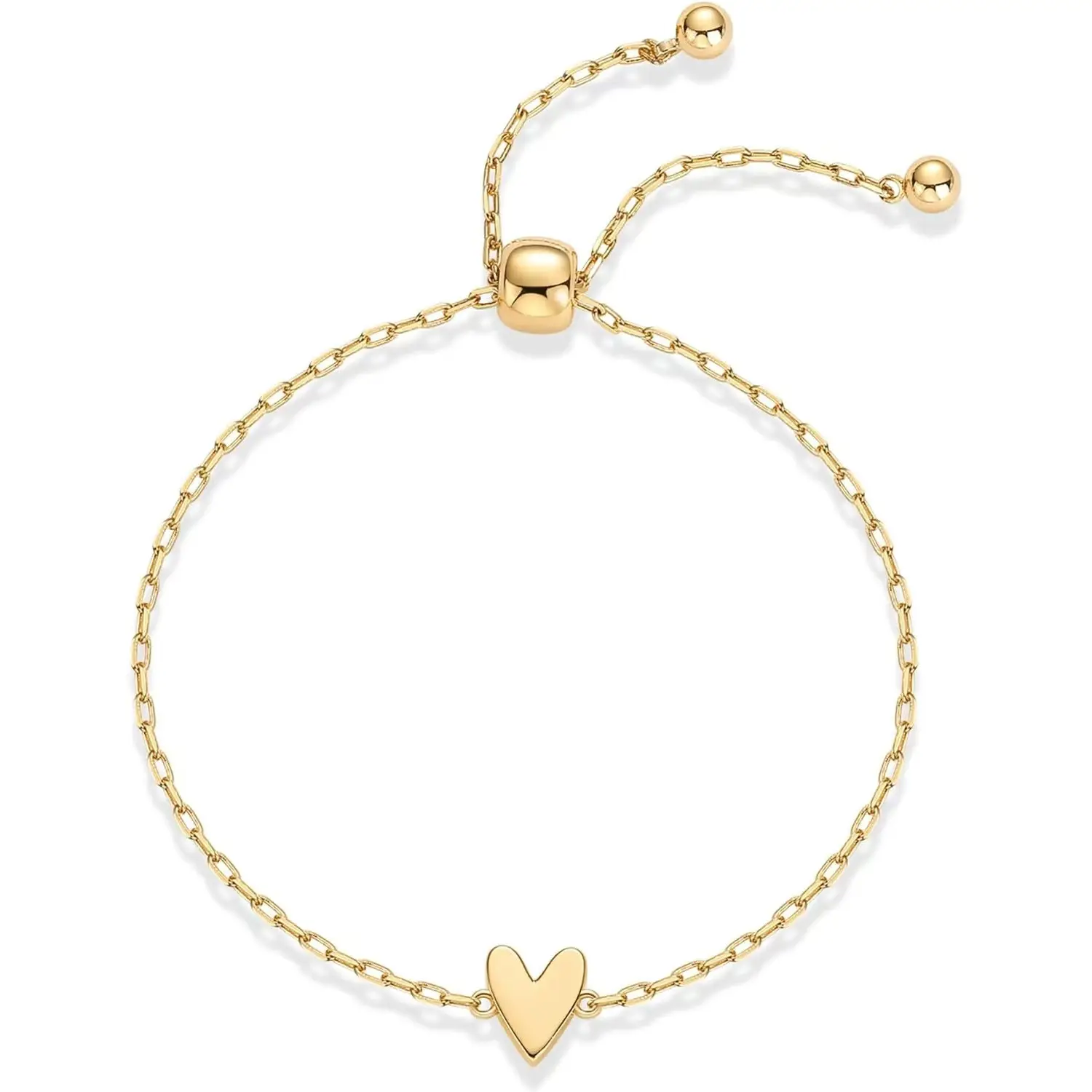 18K Gold Plated Heart Charm Bracelet Set for Women Adjustable - Image 5