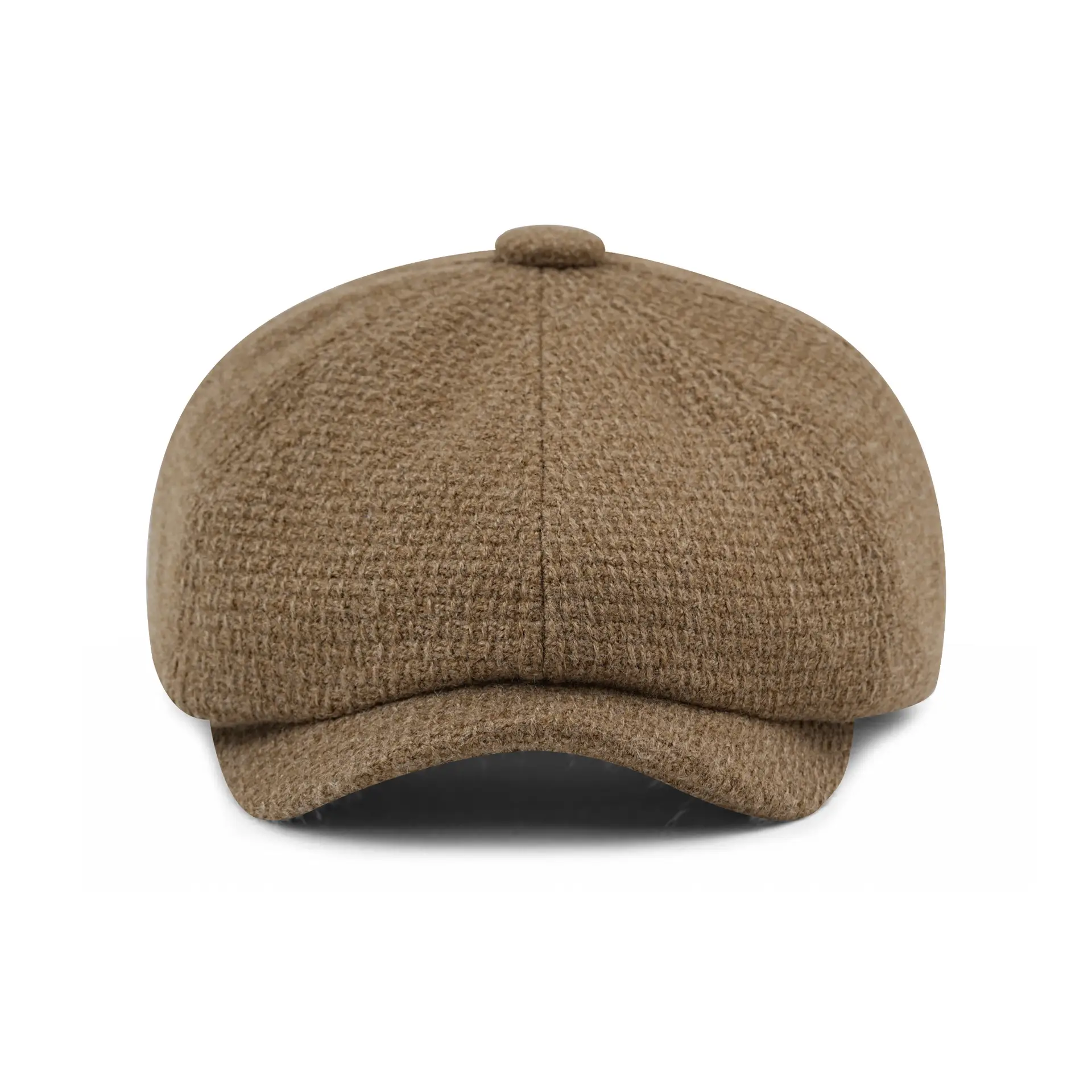 Men Knitted Wool Blend Cap Beige Newsboy Style - Image 6