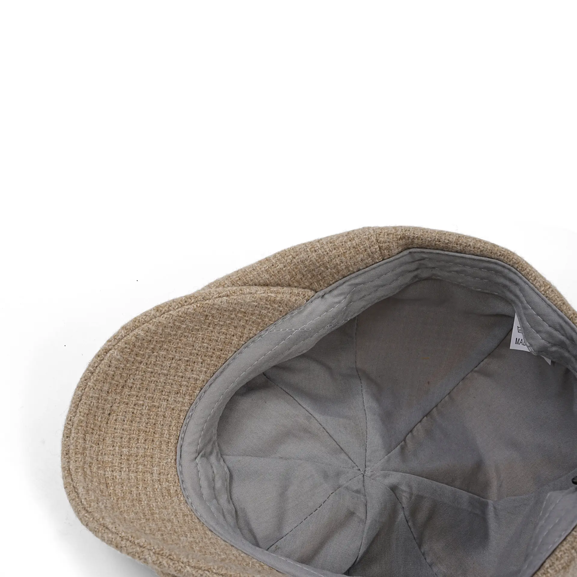 Men Knitted Wool Blend Cap Beige Newsboy Style - Image 8
