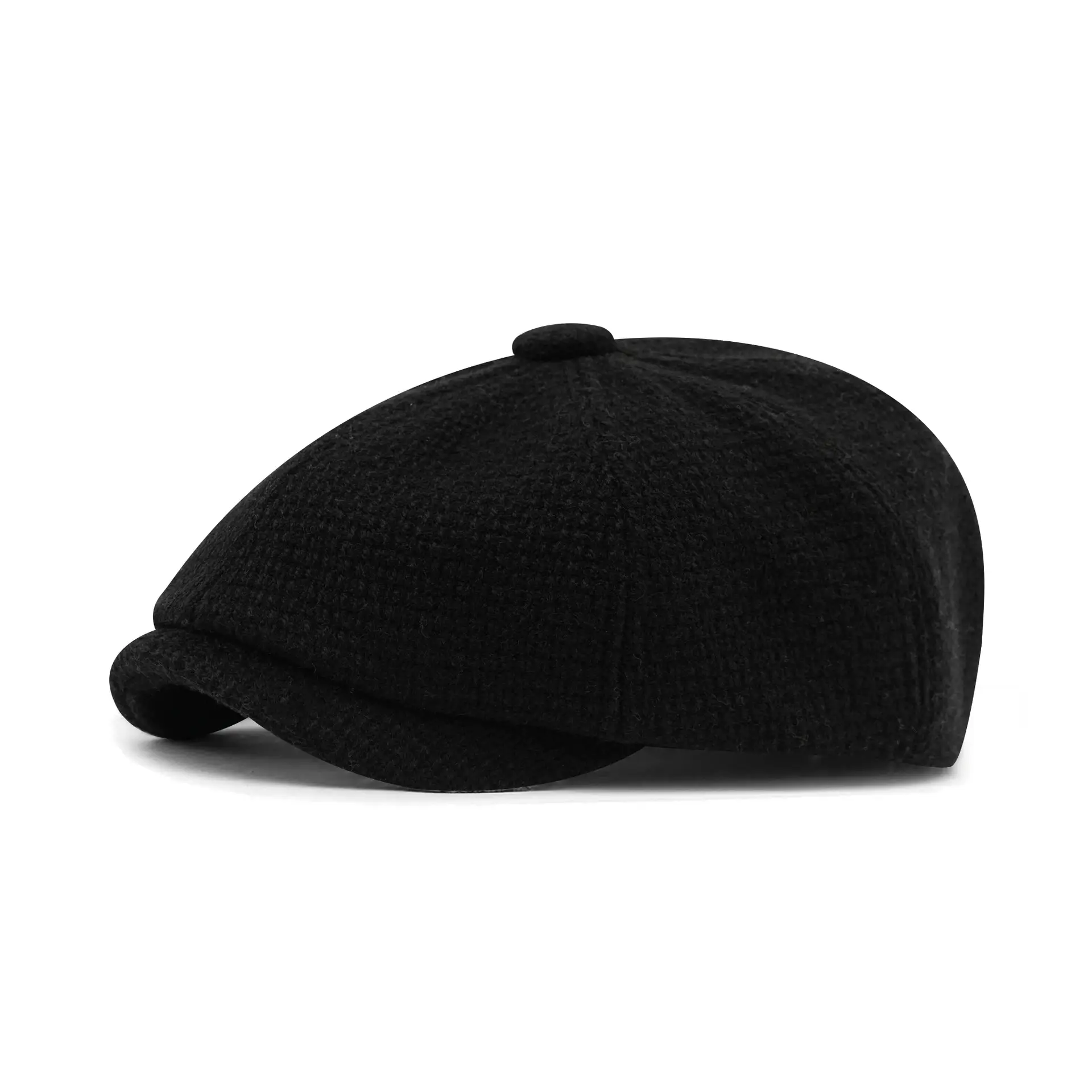 Men Knitted Wool Blend Cap Beige Newsboy Style - Image 3