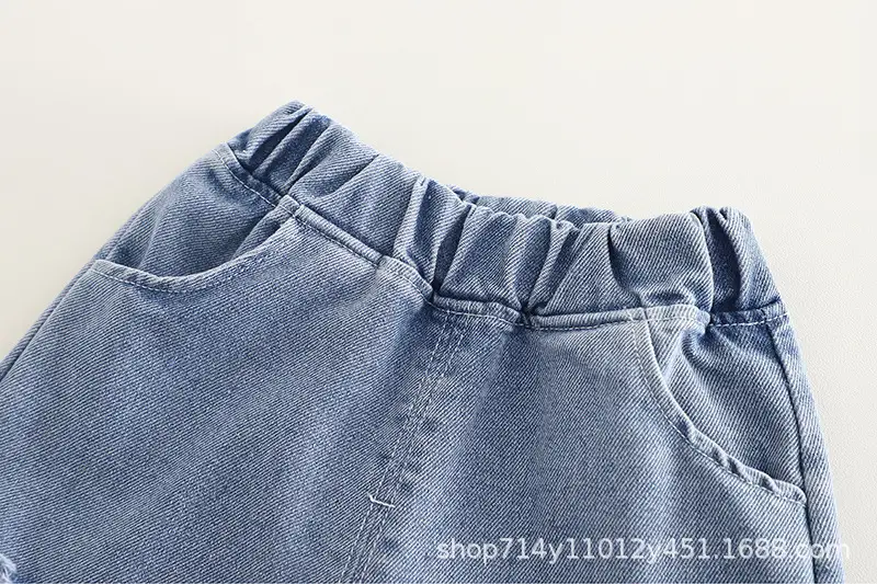 Boys Summer White Letter Print T-Shirt & Cool Jeans Set — feature 10