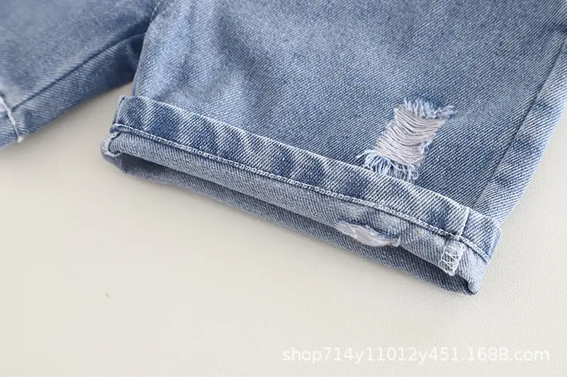 Boys Summer White Letter Print T-Shirt & Cool Jeans Set — feature 13