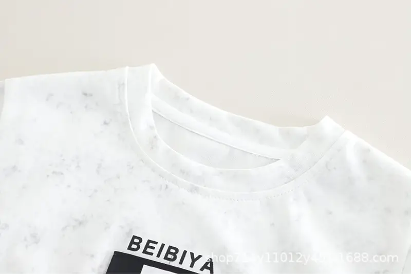 Boys Summer White Letter Print T-Shirt & Cool Jeans Set — feature 5