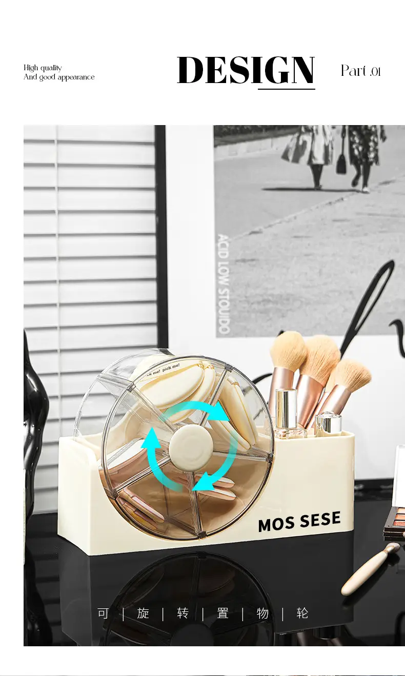Multi-Layer Cosmetic Storage Box, Dressing Table, Skin Care Product Rotatable Storage Box, Desktop Stationery Drawer-Type Organizer — feature 4