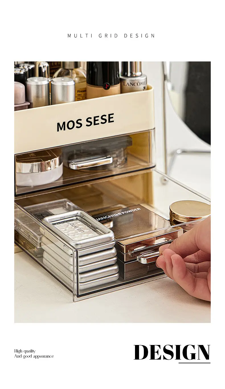 Multi-Layer Cosmetic Storage Box, Dressing Table, Skin Care Product Rotatable Storage Box, Desktop Stationery Drawer-Type Organizer — feature 9