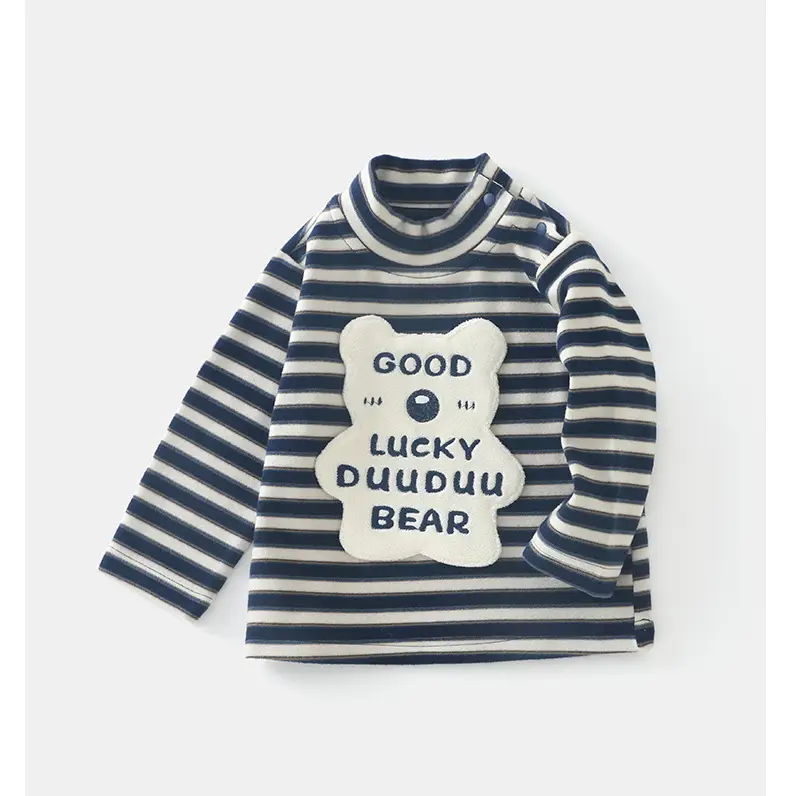 Duuduu Striped Long Sleeve Baby T-Shirt Blue White — feature 9