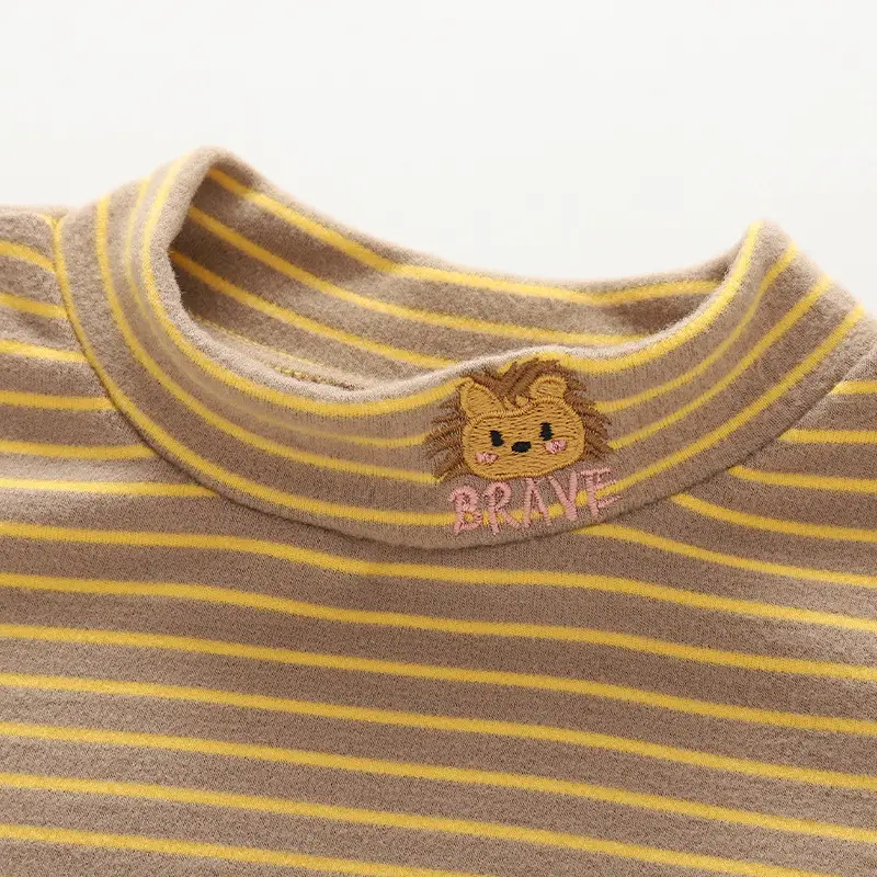 Jingqi Kids T-Shirt Striped Half Turtleneck Baby Boy