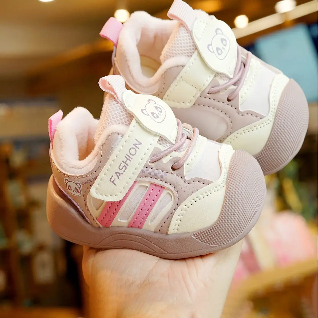 Toddler Winter Fleece Baby Shoes 1-2Yr Anti-Slip Soft Sole
