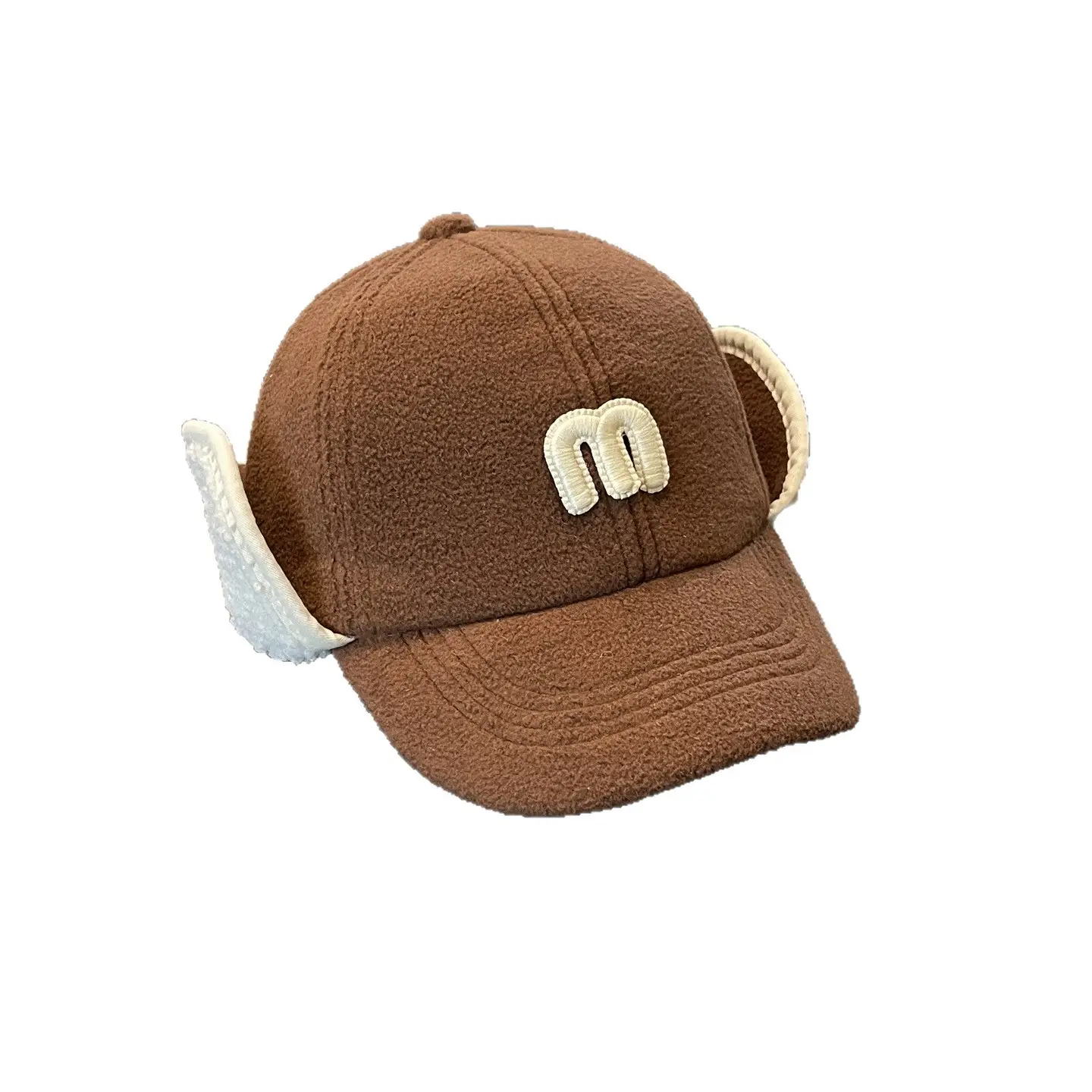 Kids Ear Protection Cap Brown with Logo - Image 10