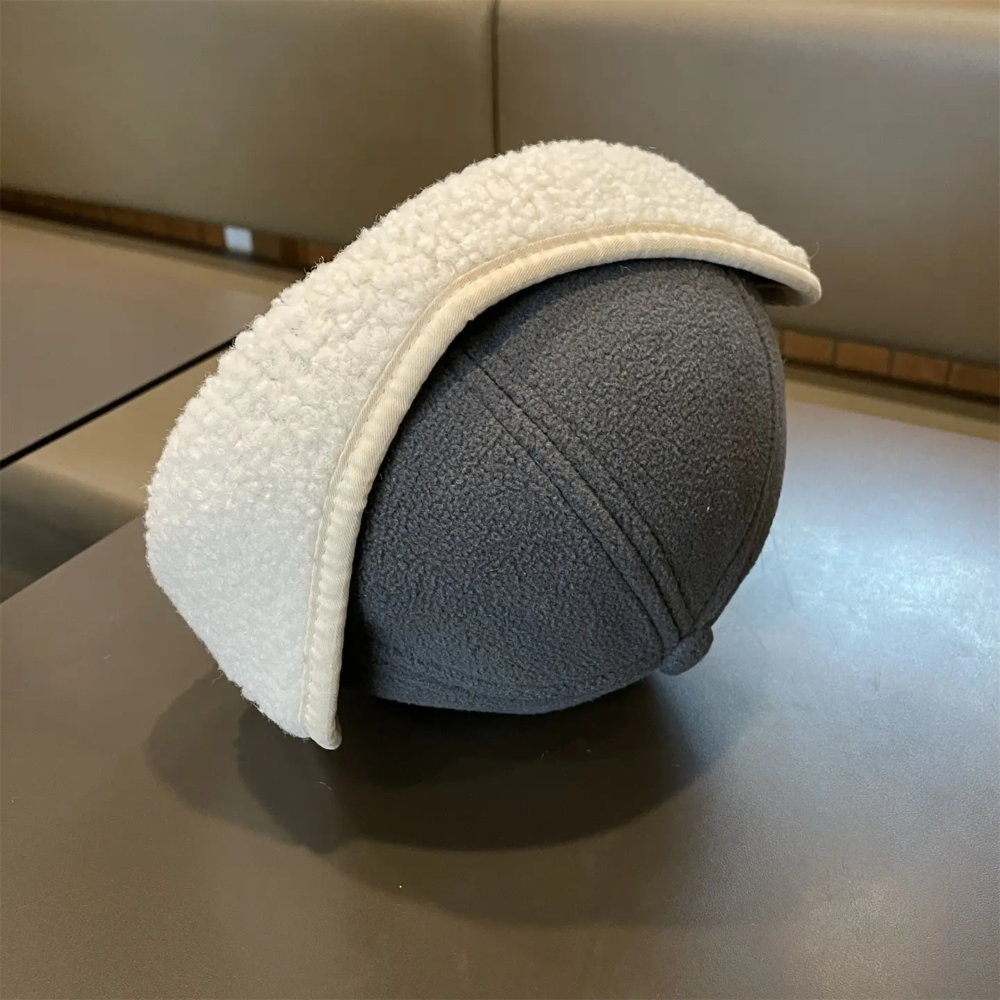 Kids Ear Protection Cap Brown with Logo — feature 14
