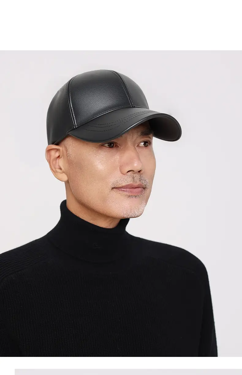 Men Black Fleece Lined Baseball Cap Winter Warm — feature 13