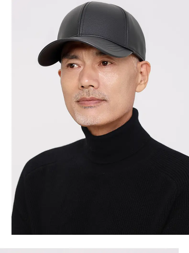 Men Black Fleece Lined Baseball Cap Winter Warm — feature 14
