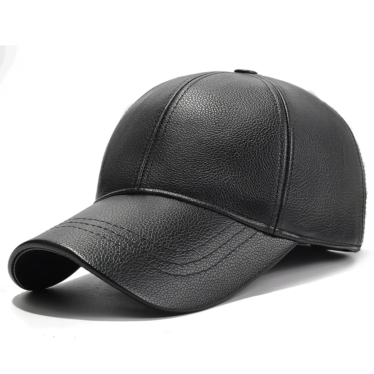 Men Black Fleece Lined Baseball Cap Winter Warm