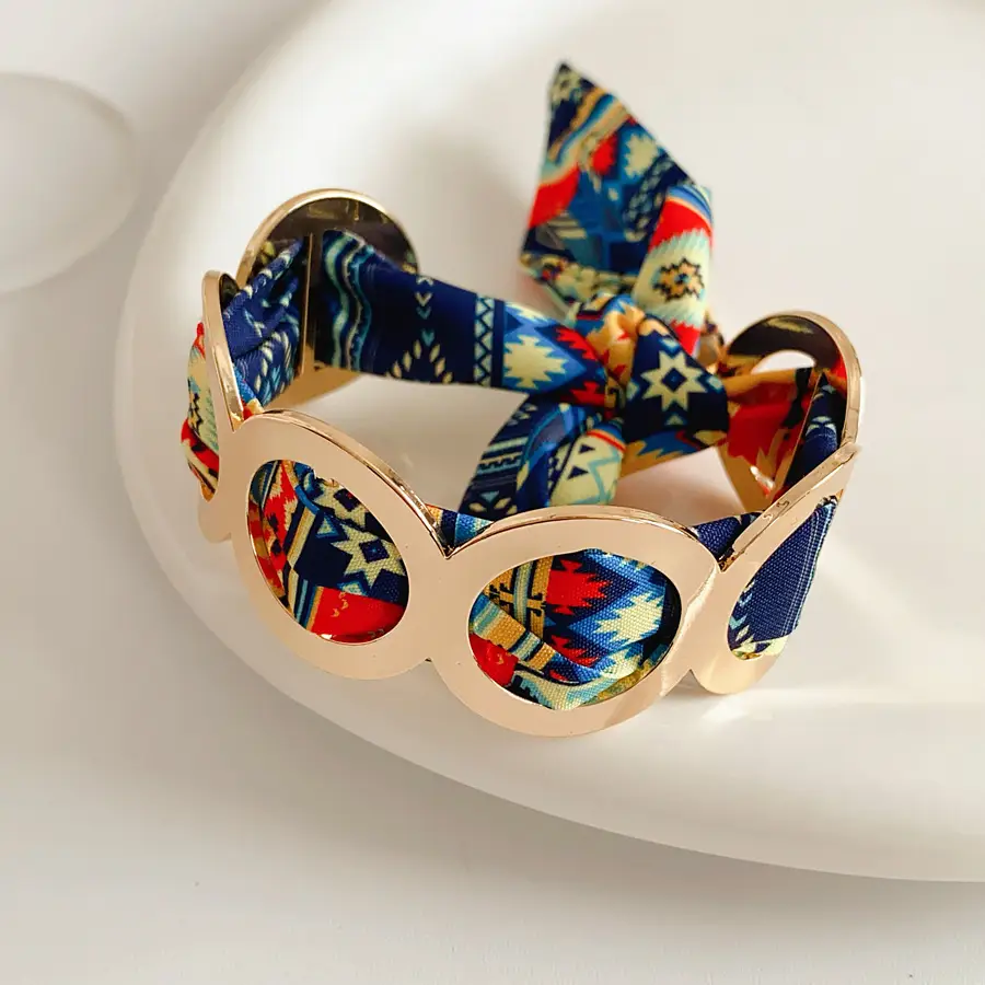 French Autumn and Winter Flocked Leopard Print Wide Open Bracelet Light Luxury High-End Bracelet Retro Ethnic Style Versatile Bracelet