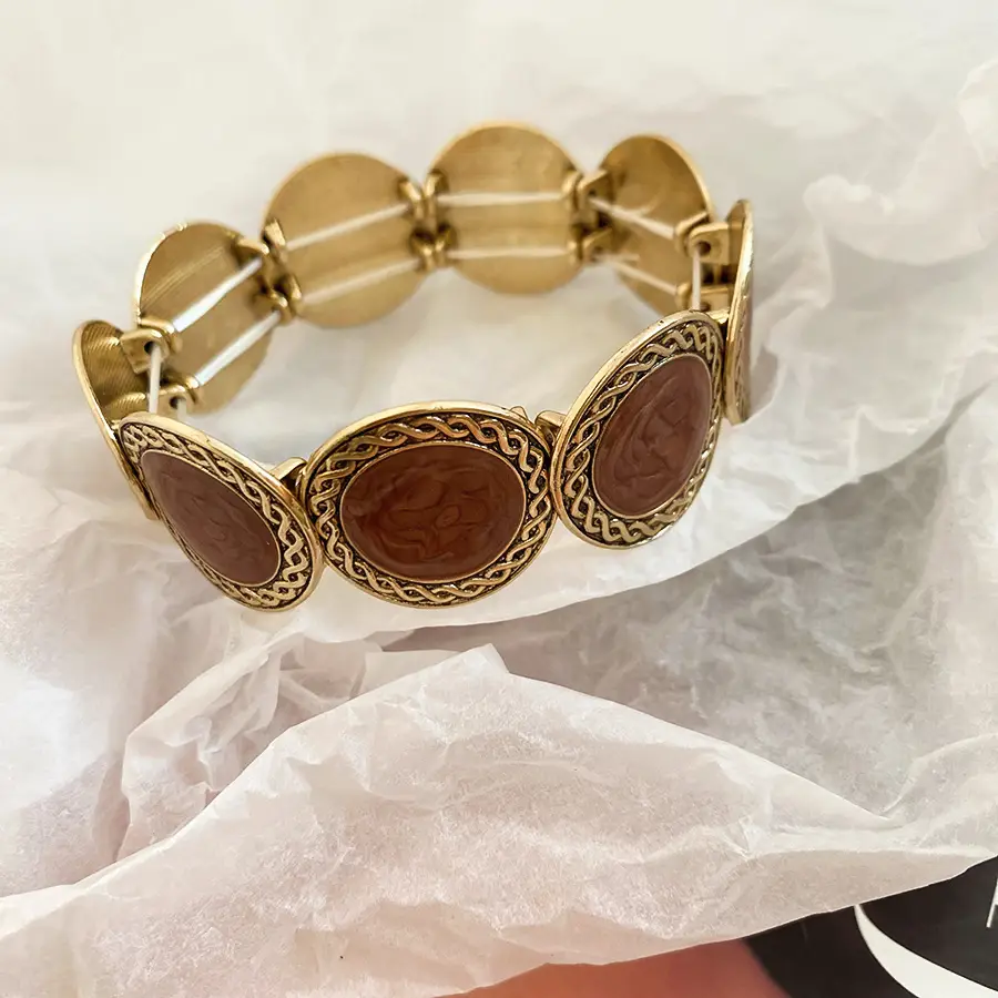 French Autumn and Winter Flocked Leopard Print Wide Open Bracelet Light Luxury High-End Bracelet Retro Ethnic Style Versatile Bracelet