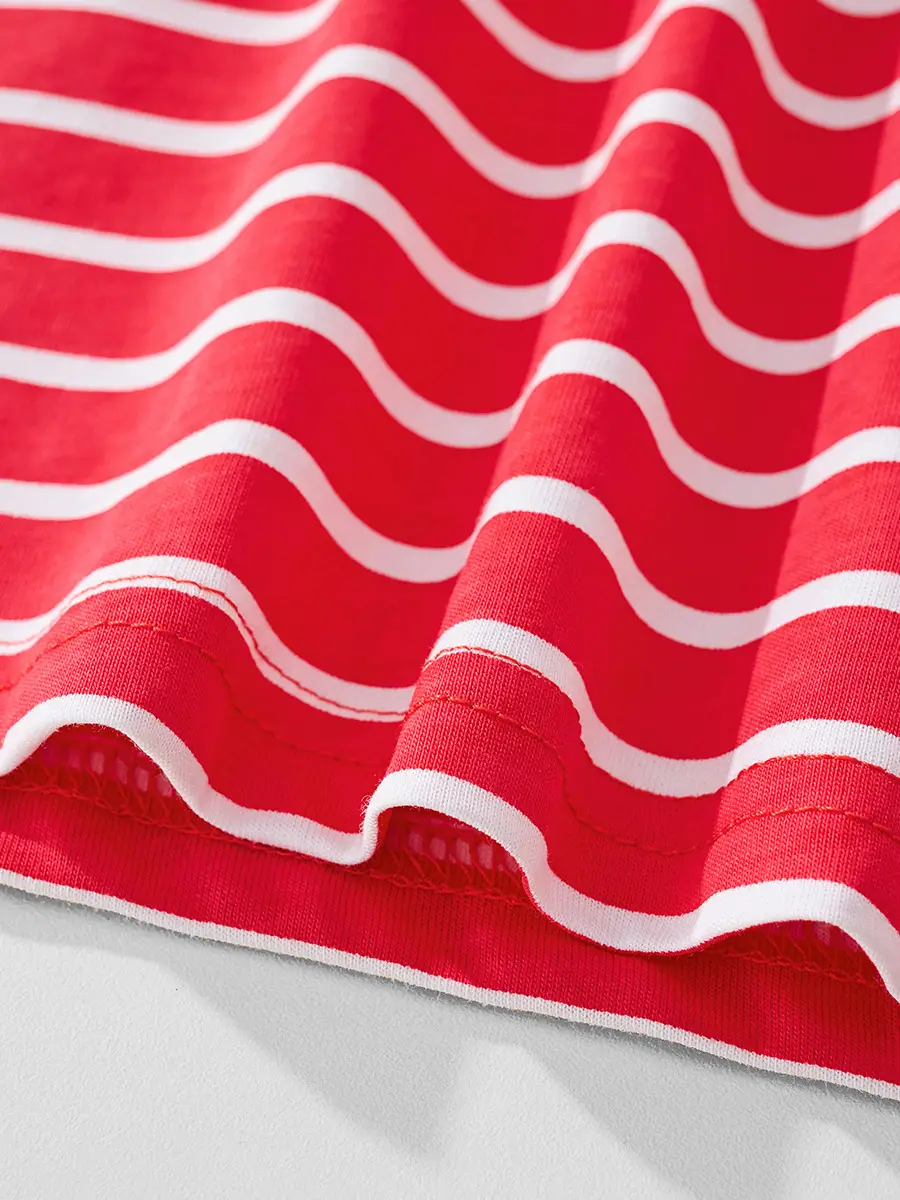Kids Red Wave Striped Long Sleeve T-Shirt - Image 6