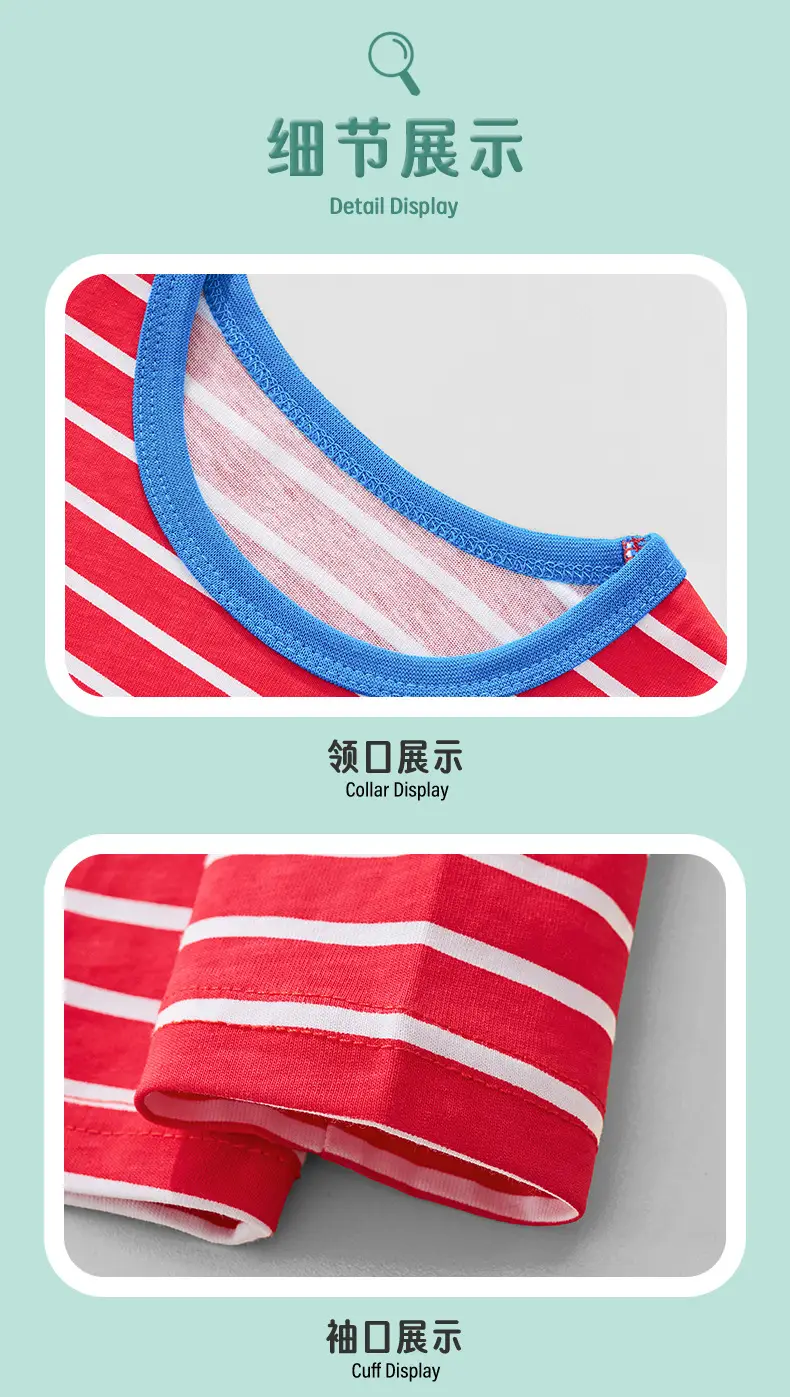 Kids Red Wave Striped Long Sleeve T-Shirt — feature 7