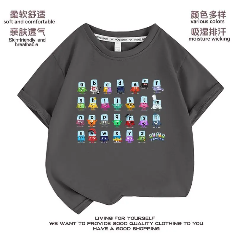 Kids Cross-Border Rhythm Box T-Shirt Blue Summer Cotton — feature 16