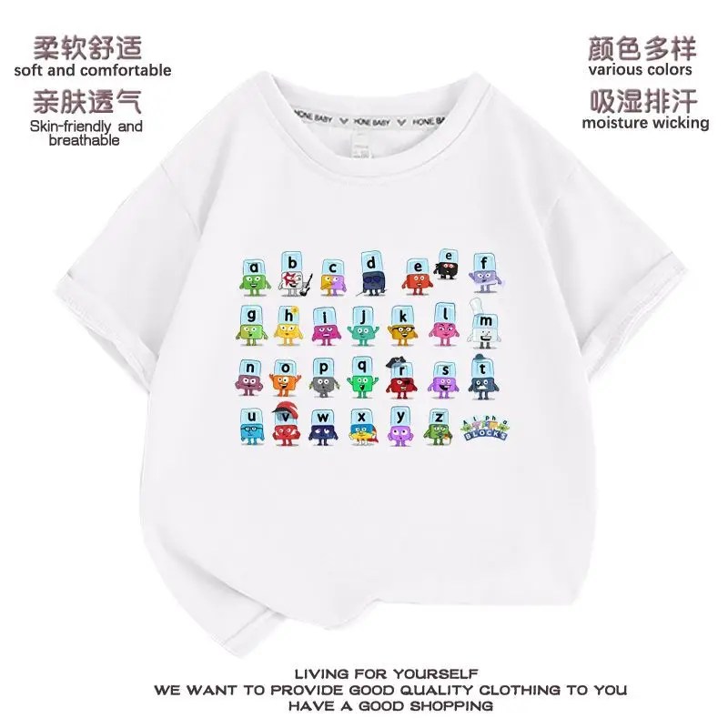 Kids Cross-Border Rhythm Box T-Shirt Blue Summer Cotton