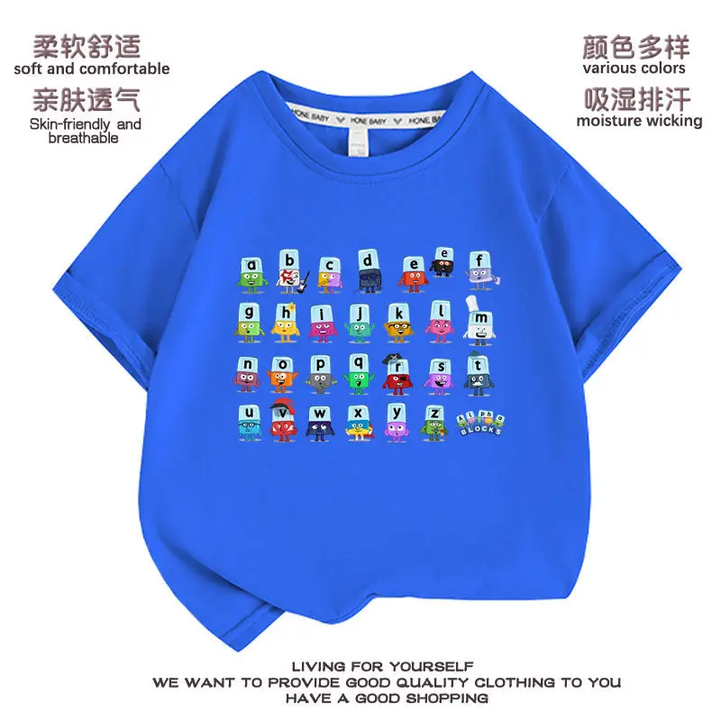 Kids Cross-Border Rhythm Box T-Shirt Blue Summer Cotton