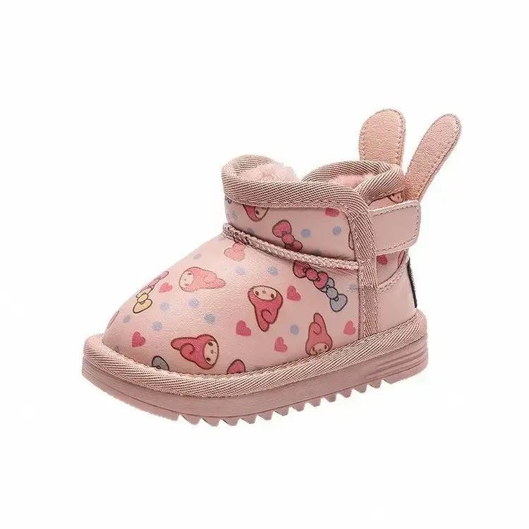 Fleece Lined Toddler Snow Boots with Heart Print