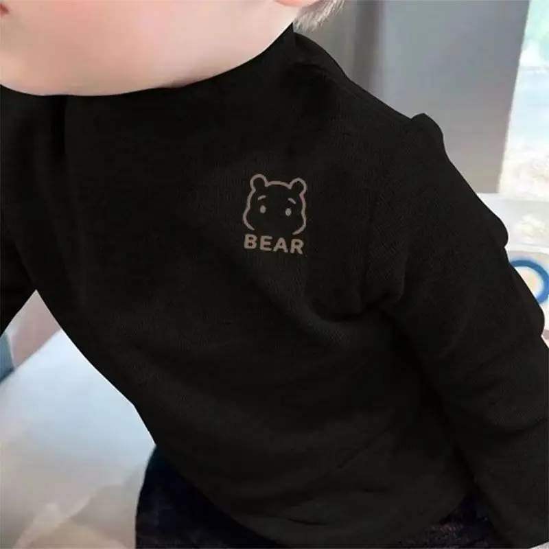 Children's White Bear Print Long Sleeve Turtleneck