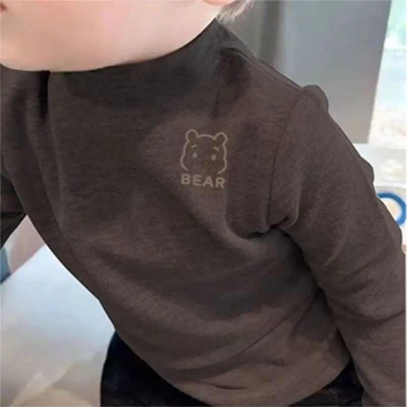 Children's White Bear Print Long Sleeve Turtleneck