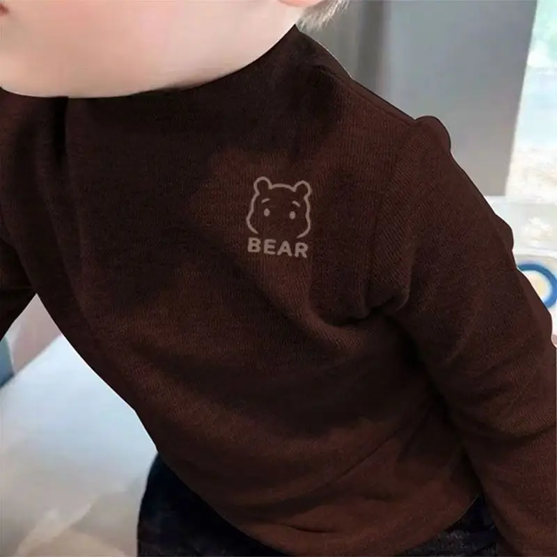 Children's White Bear Print Long Sleeve Turtleneck