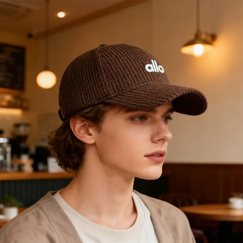 Korean Letter Embroidered Baseball Cap Brown — feature 3