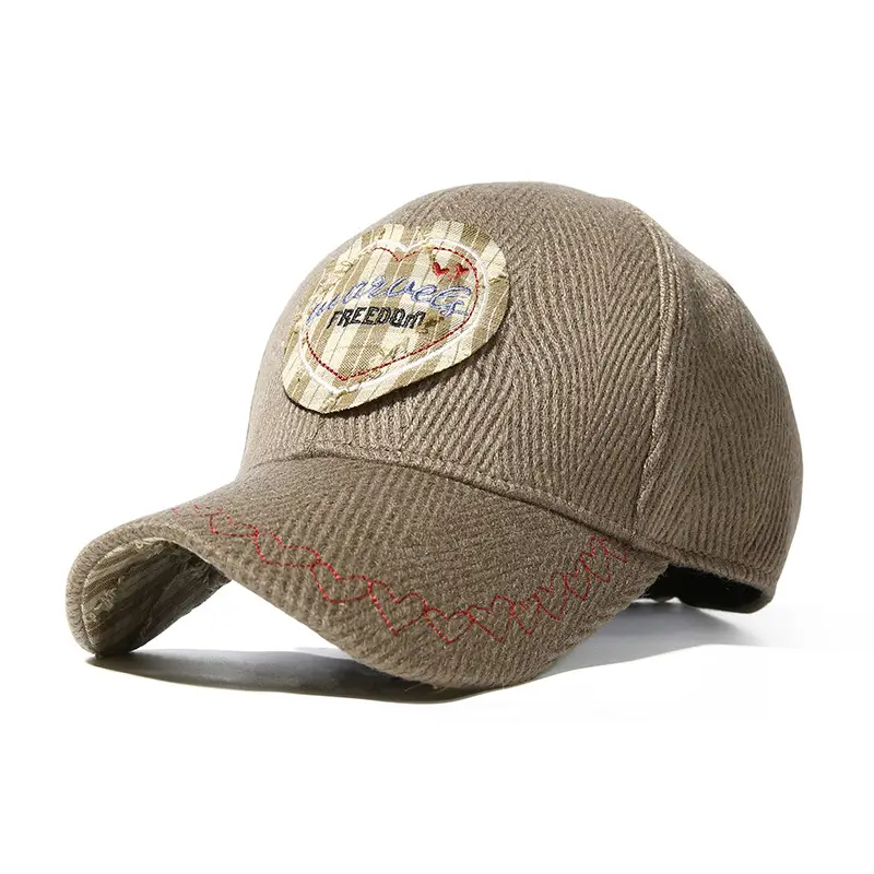 Women's Embroidered Heart Patch Cap with Hard Brim - Image 8