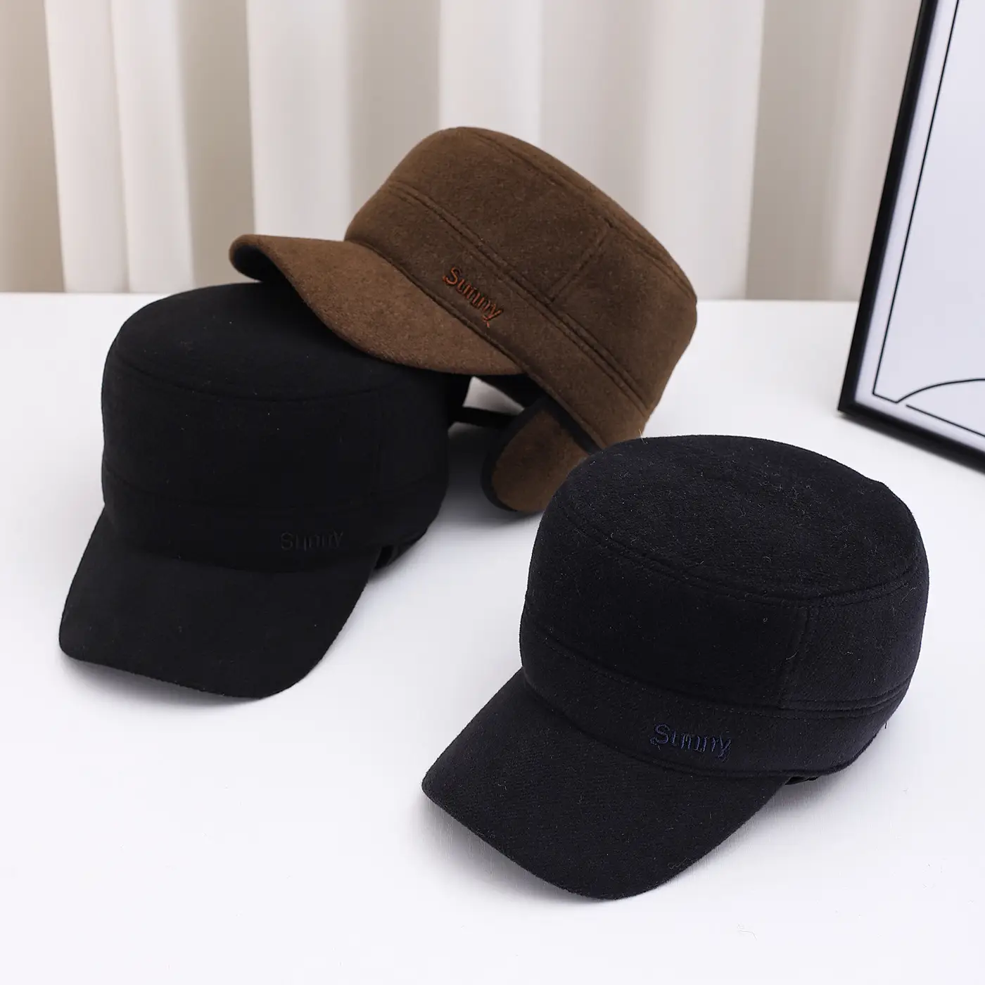 Men's Warm Fleece Cap Black Brown Summy - Image 6
