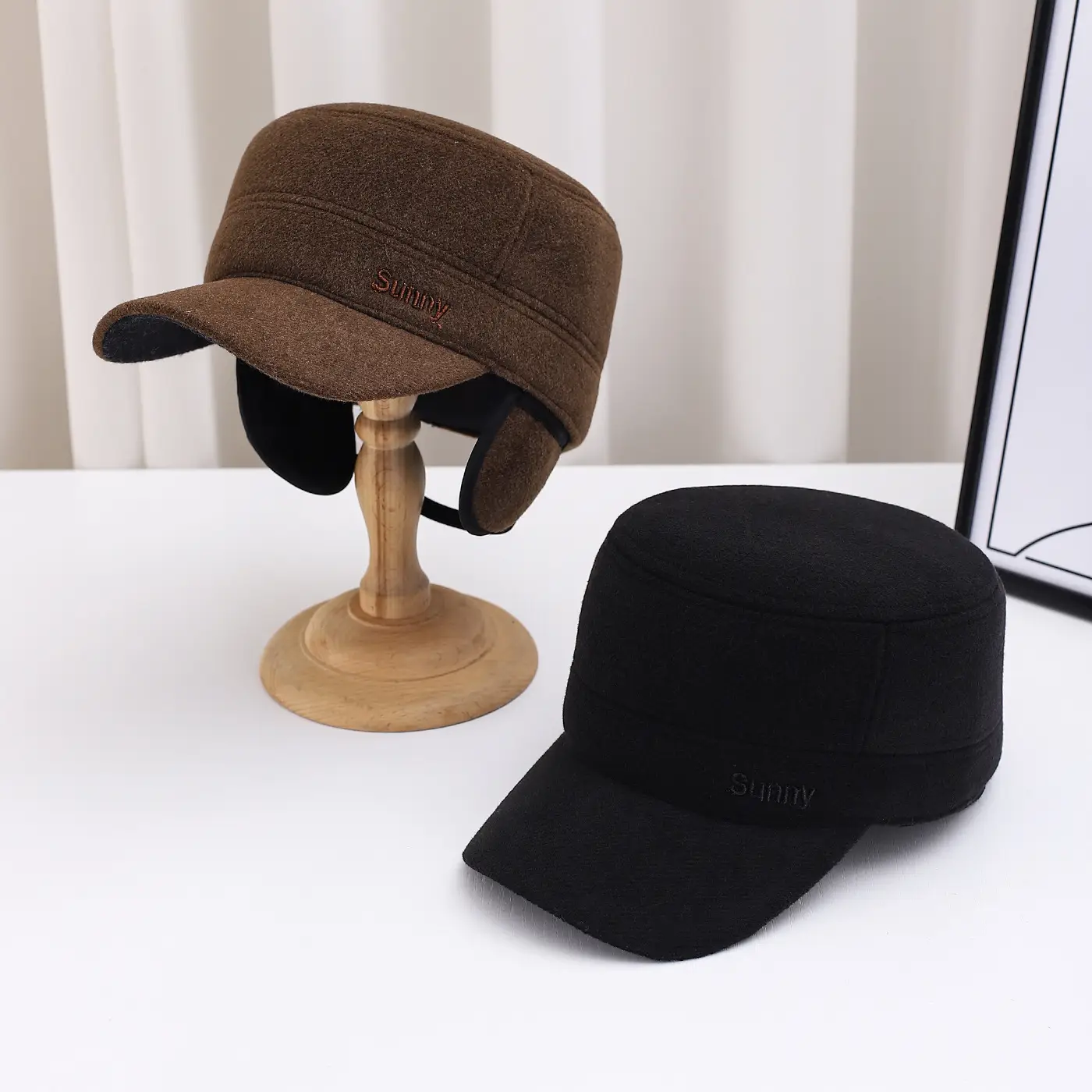Men's Warm Fleece Cap Black Brown Summy - Image 7
