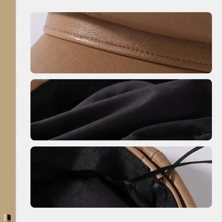 Women's New Leather Beret Cap Small Face Autumn Winter - Image 5