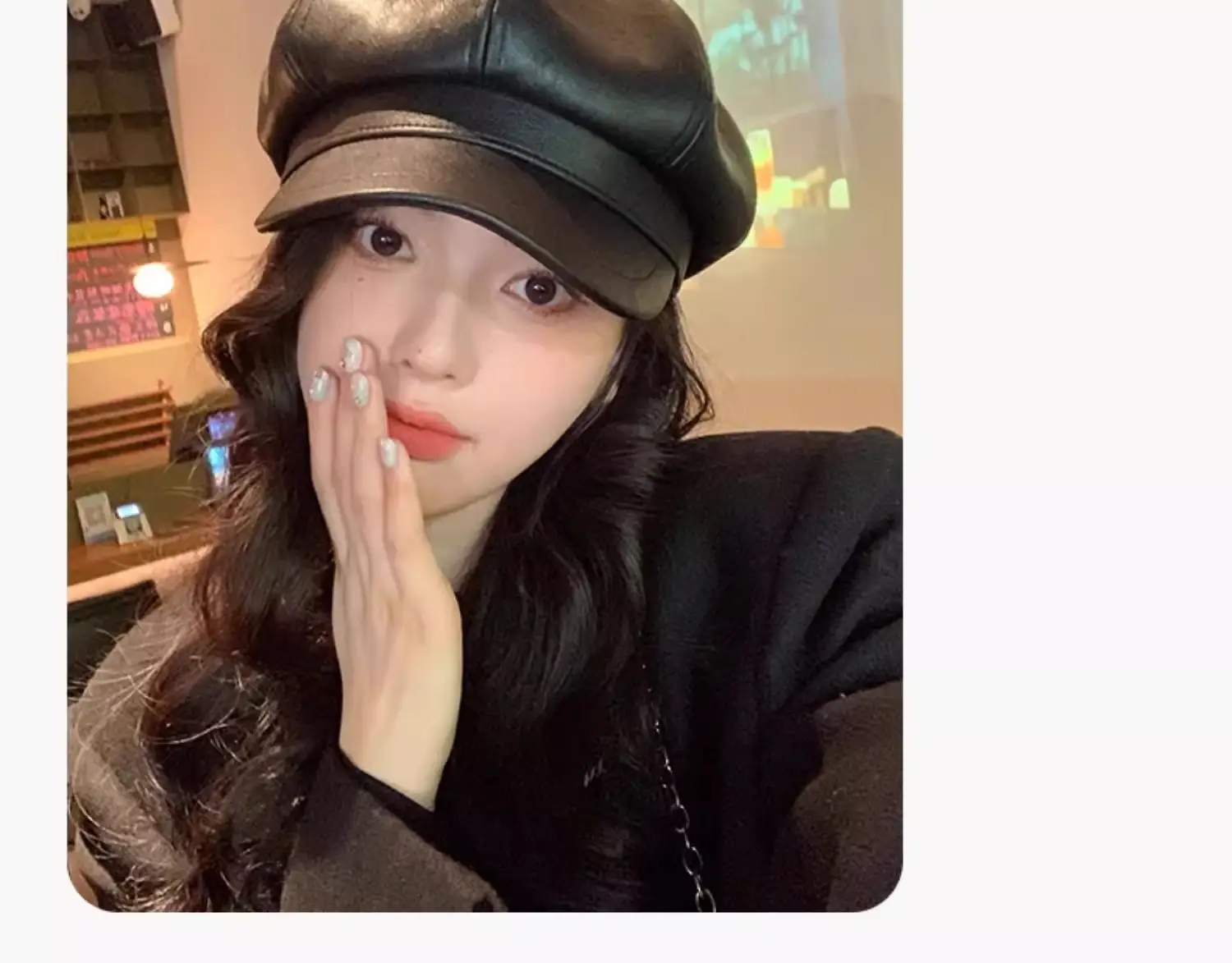 Women's New Leather Beret Cap Small Face Autumn Winter — feature 11
