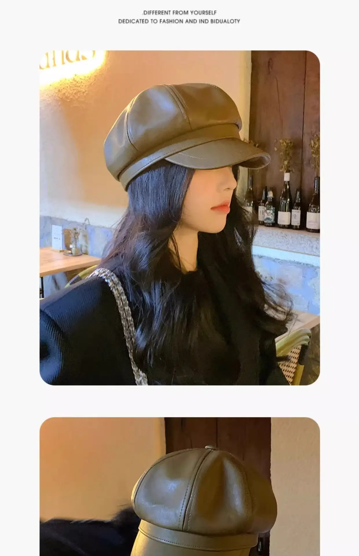 Women's New Leather Beret Cap Small Face Autumn Winter — feature 12