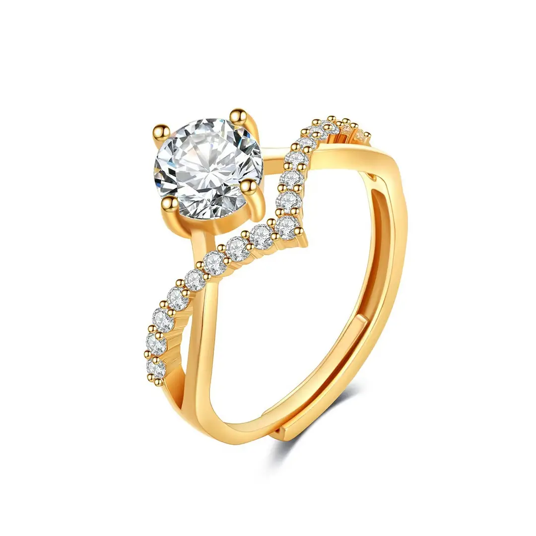 Crown Shape Diamond Ring Gold Plated for Men Women - Image 2