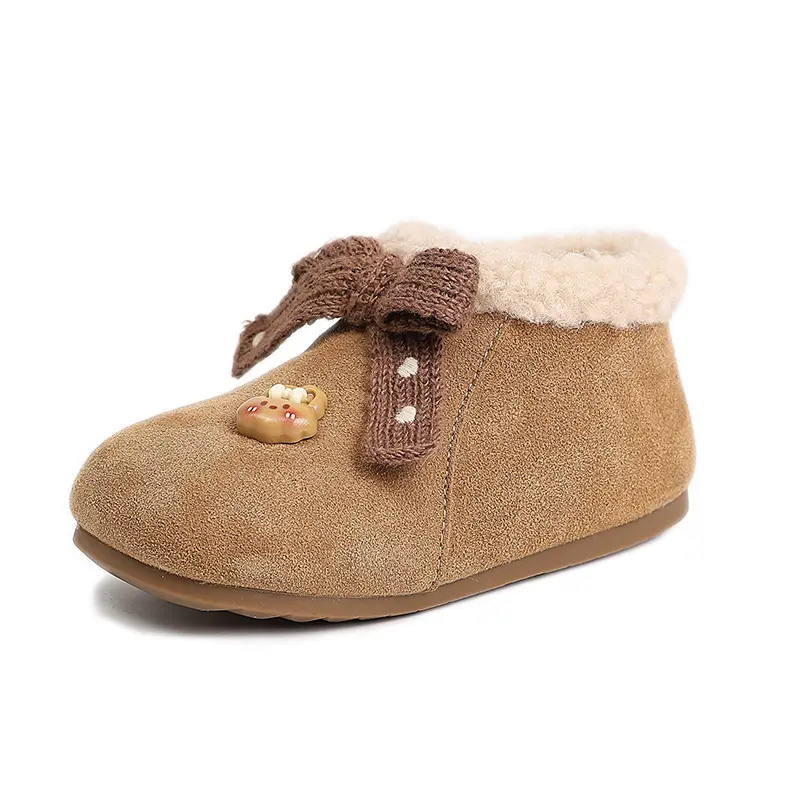 Korean Style Baby Girl's Velvet Warm Cotton Shoes 2025 Winter New Baby Shoes Children's Birkenstock Shoes Soft-Soled Cotton Shoes