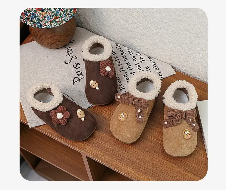Korean Style Baby Girl's Velvet Warm Cotton Shoes 2025 Winter New Baby Shoes Children's Birkenstock Shoes Soft-Soled Cotton Shoes — feature 11