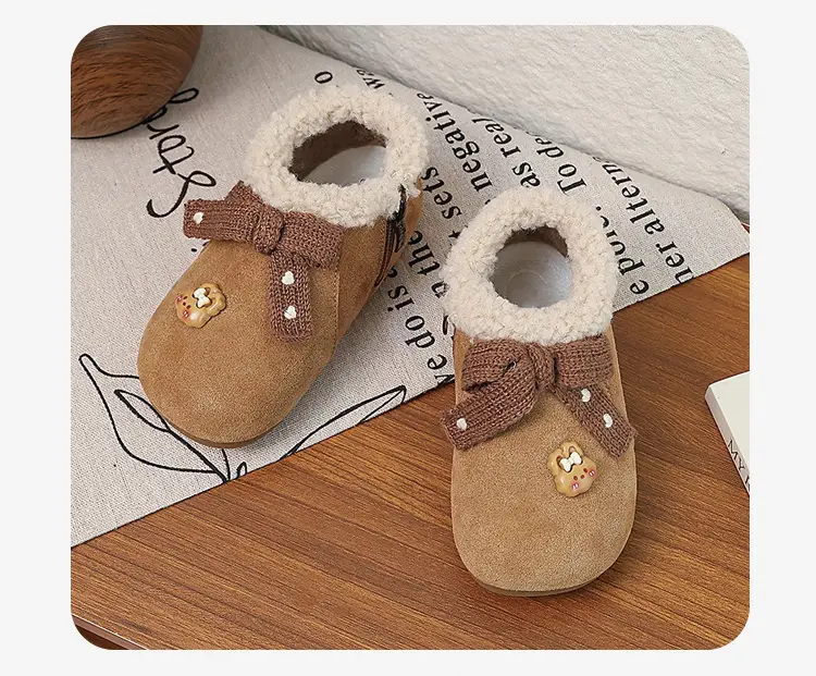 Korean Style Baby Girl's Velvet Warm Cotton Shoes 2025 Winter New Baby Shoes Children's Birkenstock Shoes Soft-Soled Cotton Shoes — feature 12